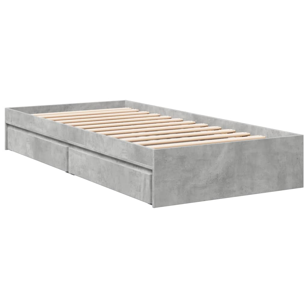 Bed Frame with Drawers without Mattress Concrete Grey 100x200 cm