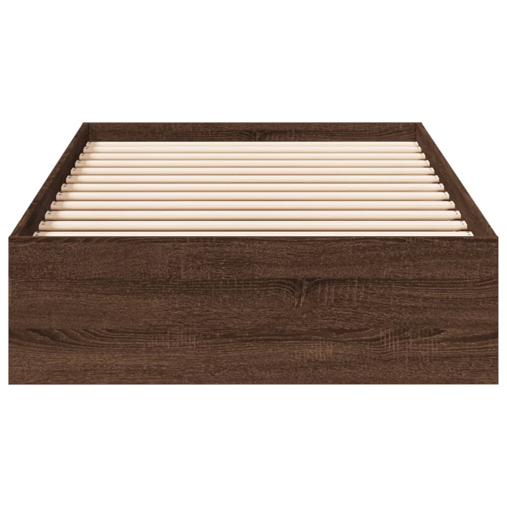 Bed Frame with Drawers without Mattress Brown Oak 100x200 cm