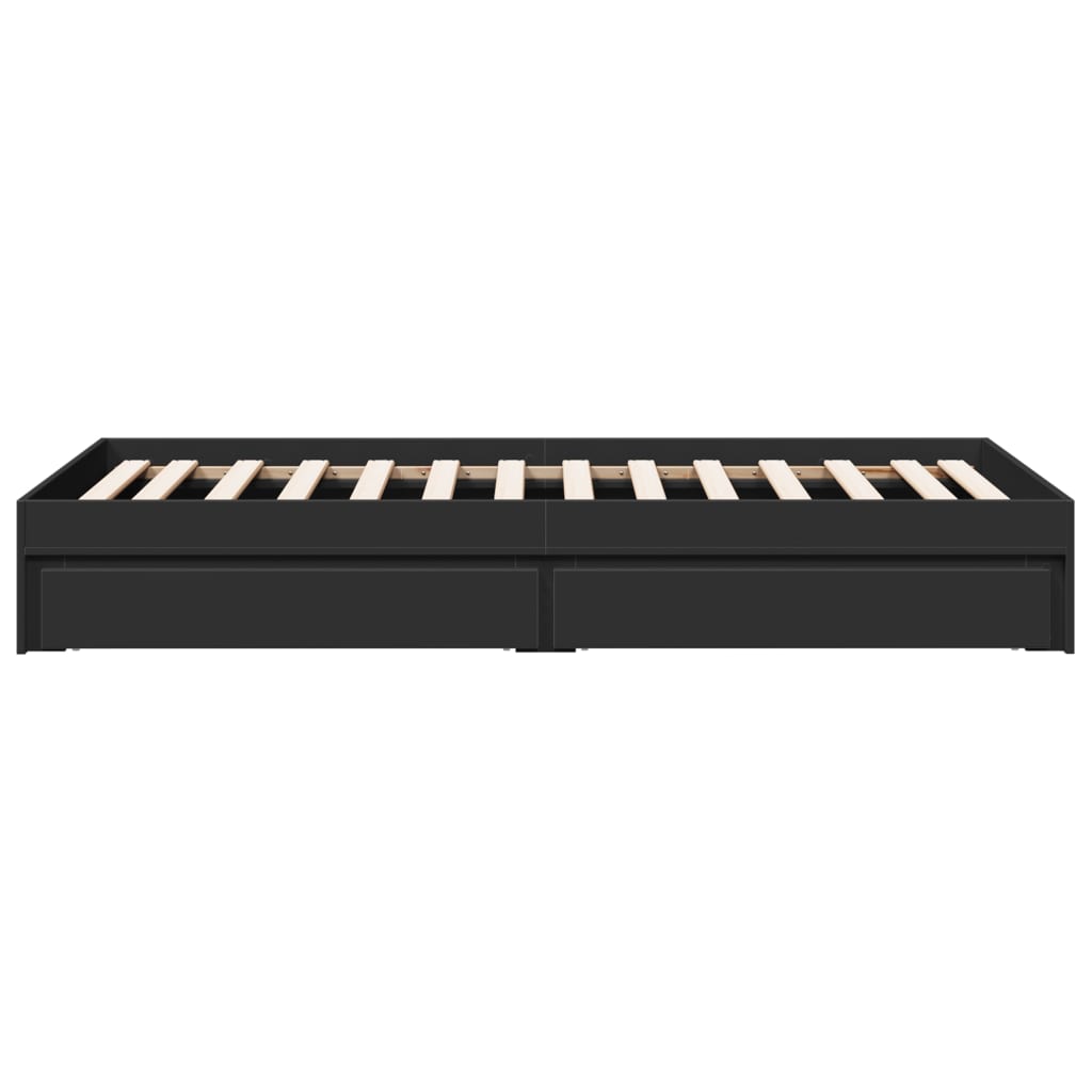 Bed Frame with Drawers without Mattress Black 90x190 cm Single
