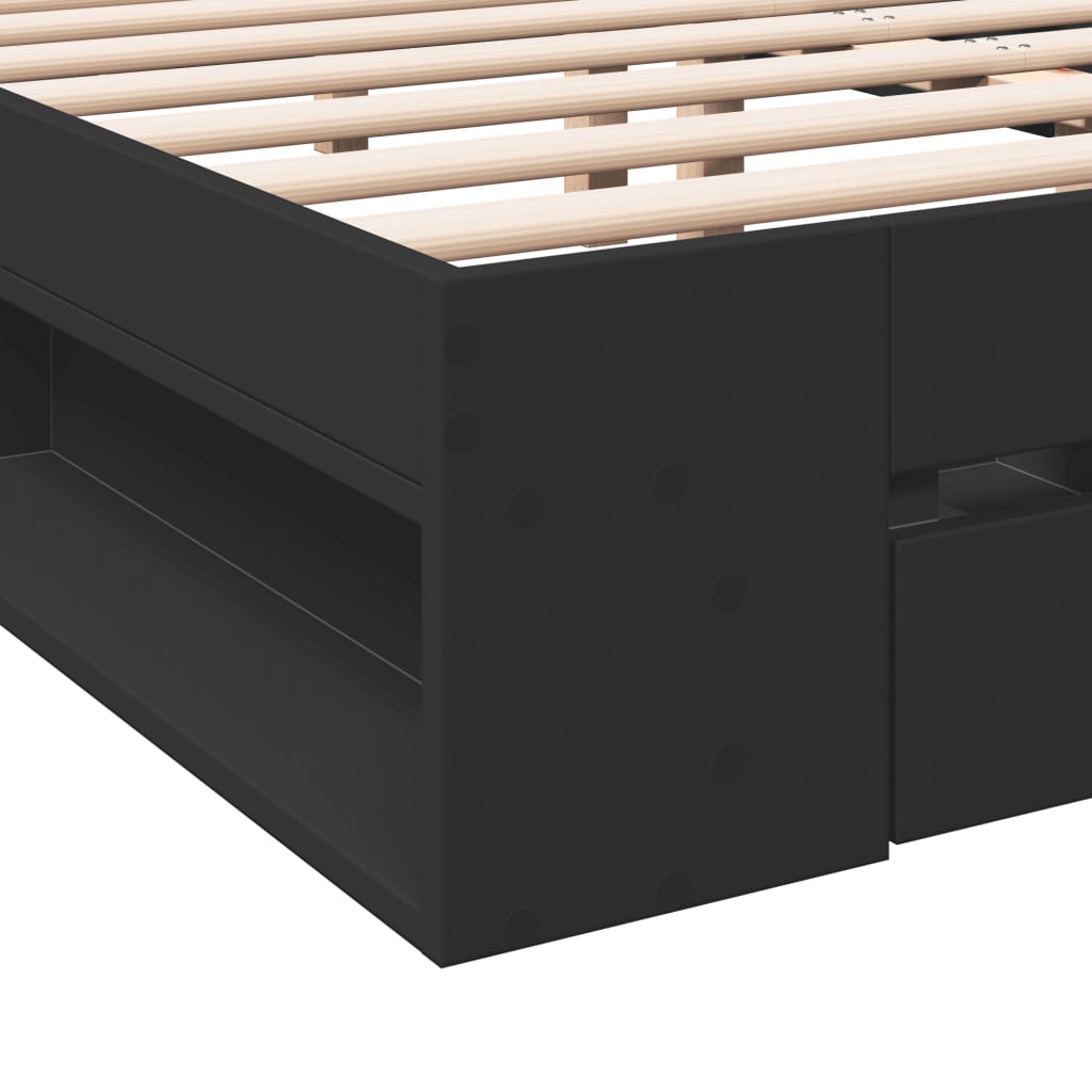 Bed Frame with Drawers without Mattress Black 200x200 cm