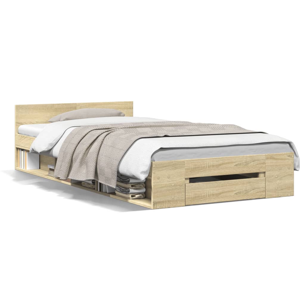 Bed Frame with Drawer without Mattress Sonoma Oak 90x190 cm Single