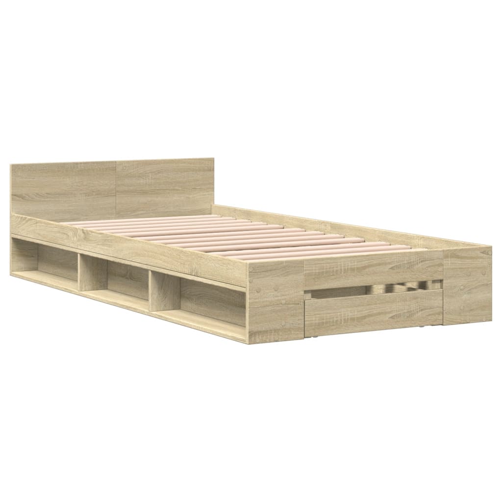 Bed Frame with Drawer without Mattress Sonoma Oak 90x190 cm Single