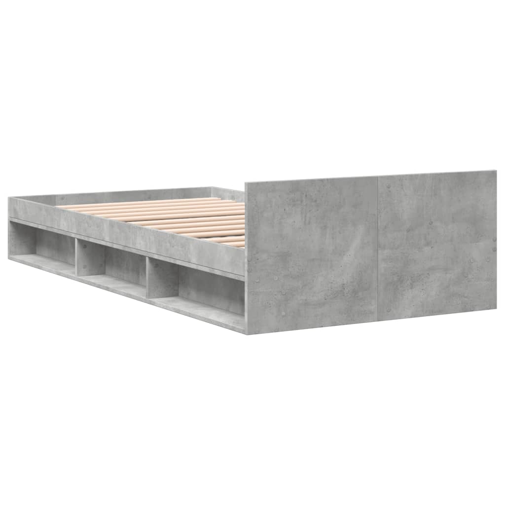 Bed Frame with Drawer without Mattress Concrete Grey 90x190 cm Single