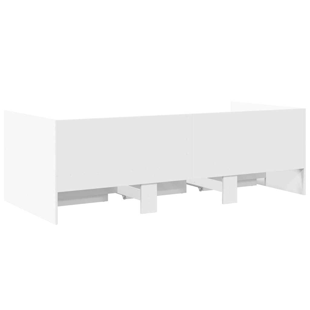 Daybed with Drawers without Mattress White 100x200 cm
