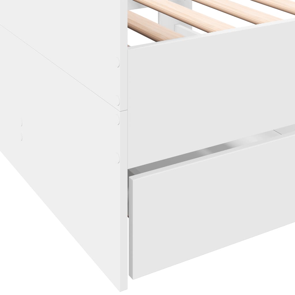 Daybed with Drawers without Mattress White 100x200 cm