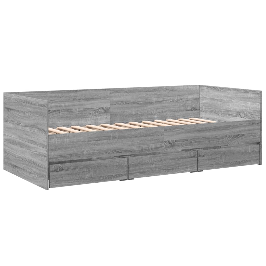 Daybed with Drawers without Mattress Grey Sonoma 90x200 cm