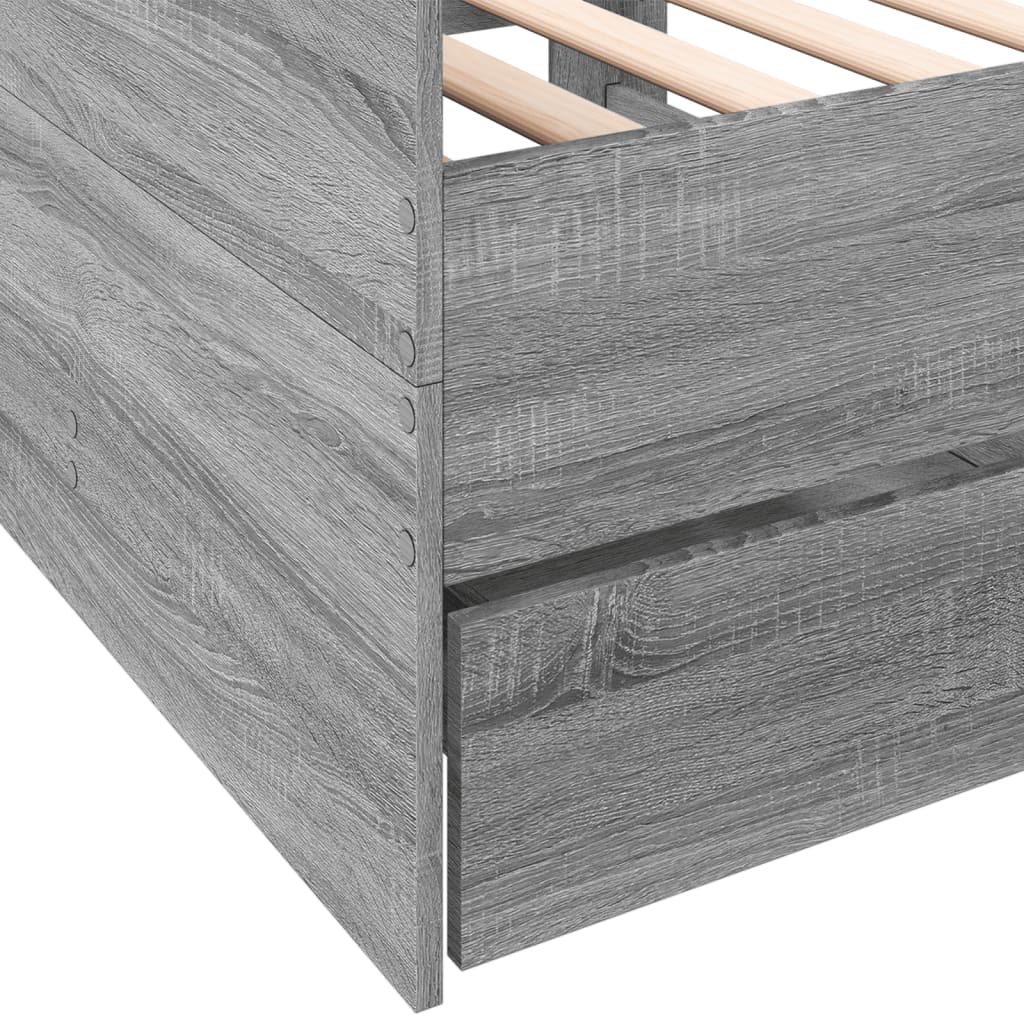 Daybed with Drawers without Mattress Grey Sonoma 90x200 cm
