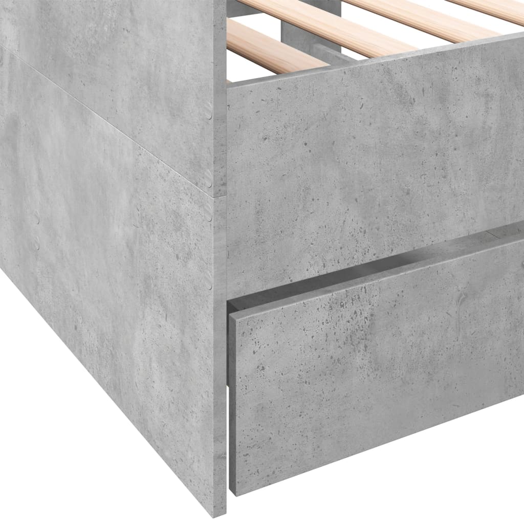 Daybed with Drawers without Mattress Concrete Grey 90x190 cm Single