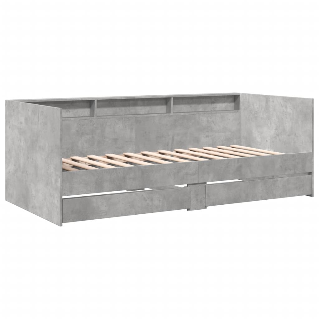 Daybed with Drawers without Mattress Concrete Grey 90x190 cm Single