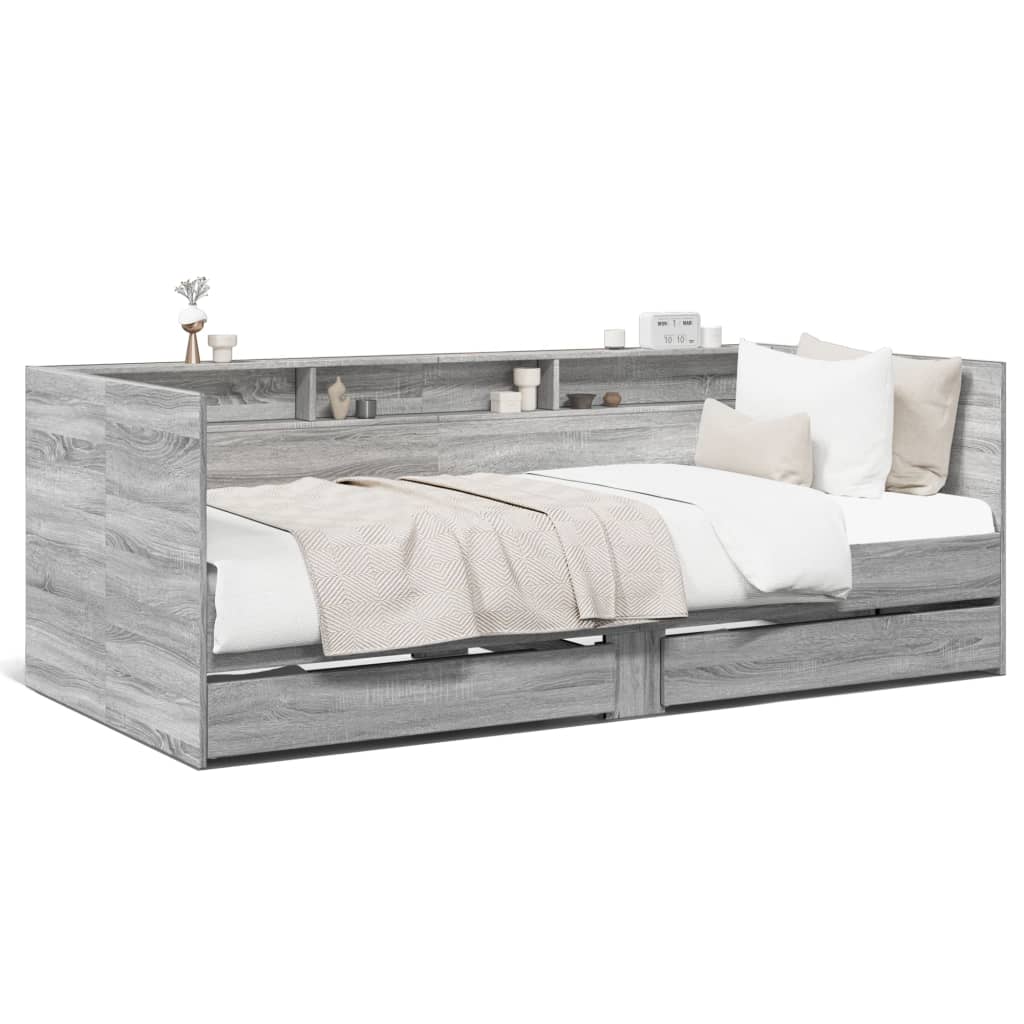 Daybed with Drawers without Mattress Grey Sonoma 90x190 cm Single