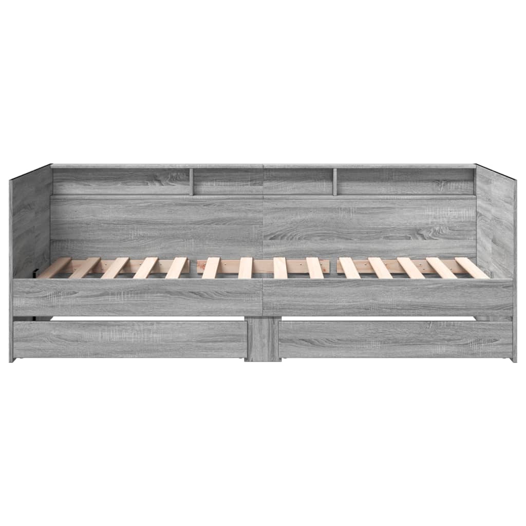 Daybed with Drawers without Mattress Grey Sonoma 90x190 cm Single