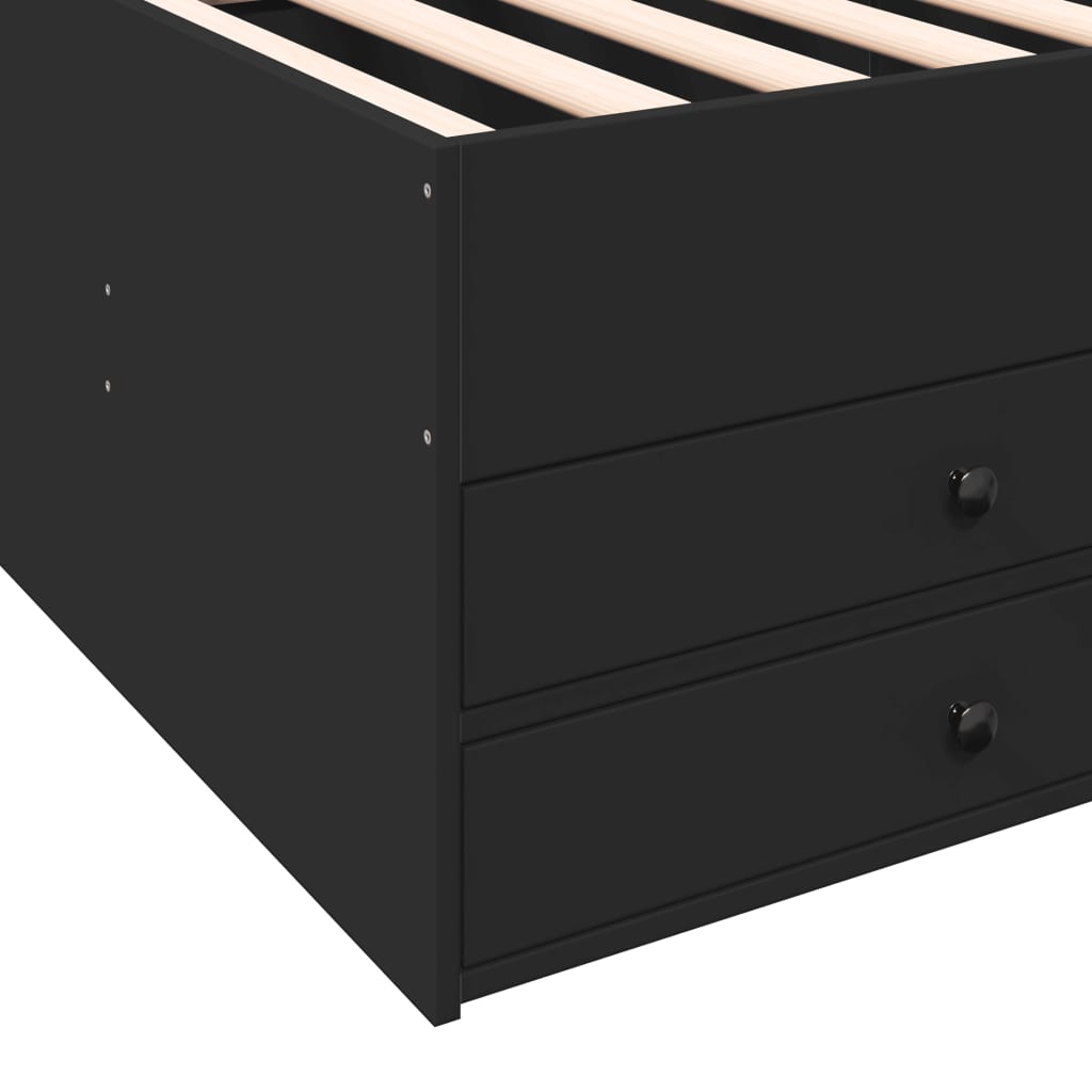 Daybed with Drawers without Mattress Black 90x200 cm