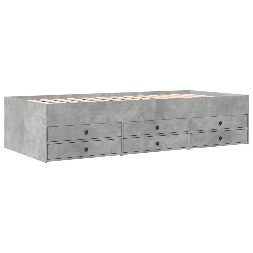 Daybed with Drawers without Mattress Concrete Grey 90x190 cm Single