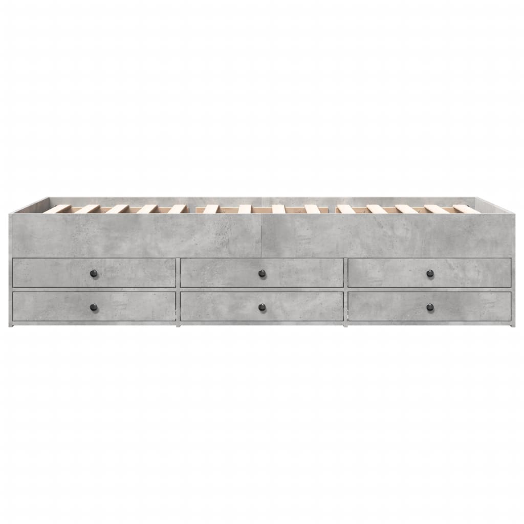 Daybed with Drawers without Mattress Concrete Grey 90x190 cm Single