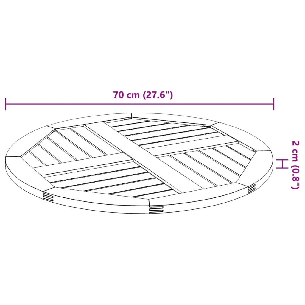Round Acacia Wood Table Top Ø70x2 cm - Solid & Stylish
