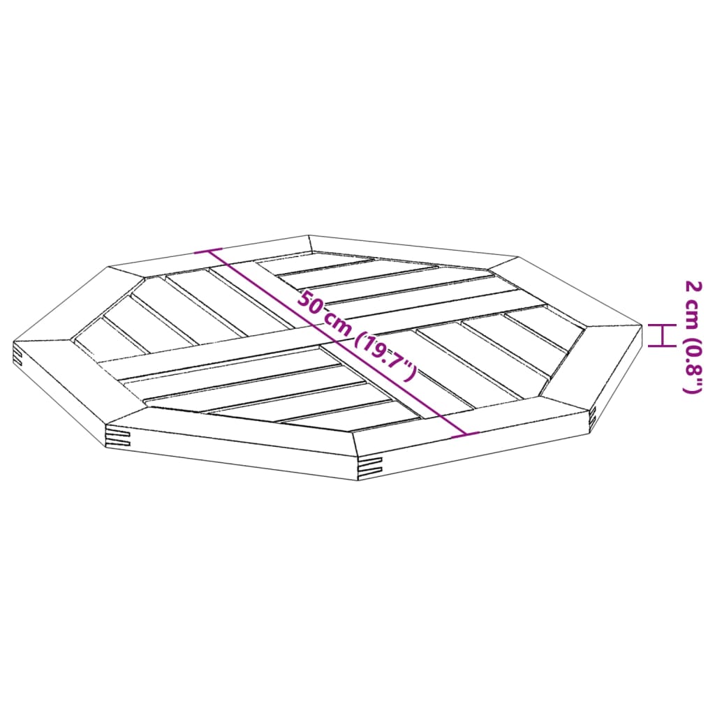 Octagonal Acacia Wood Table Top 50x50x2 cm - Solid & Stylish