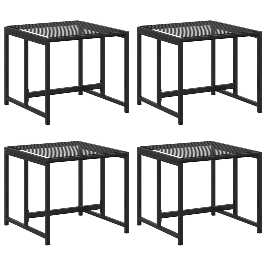 Black Poly Rattan Garden Stools Set of 4 - Stylish Outdoor Seating