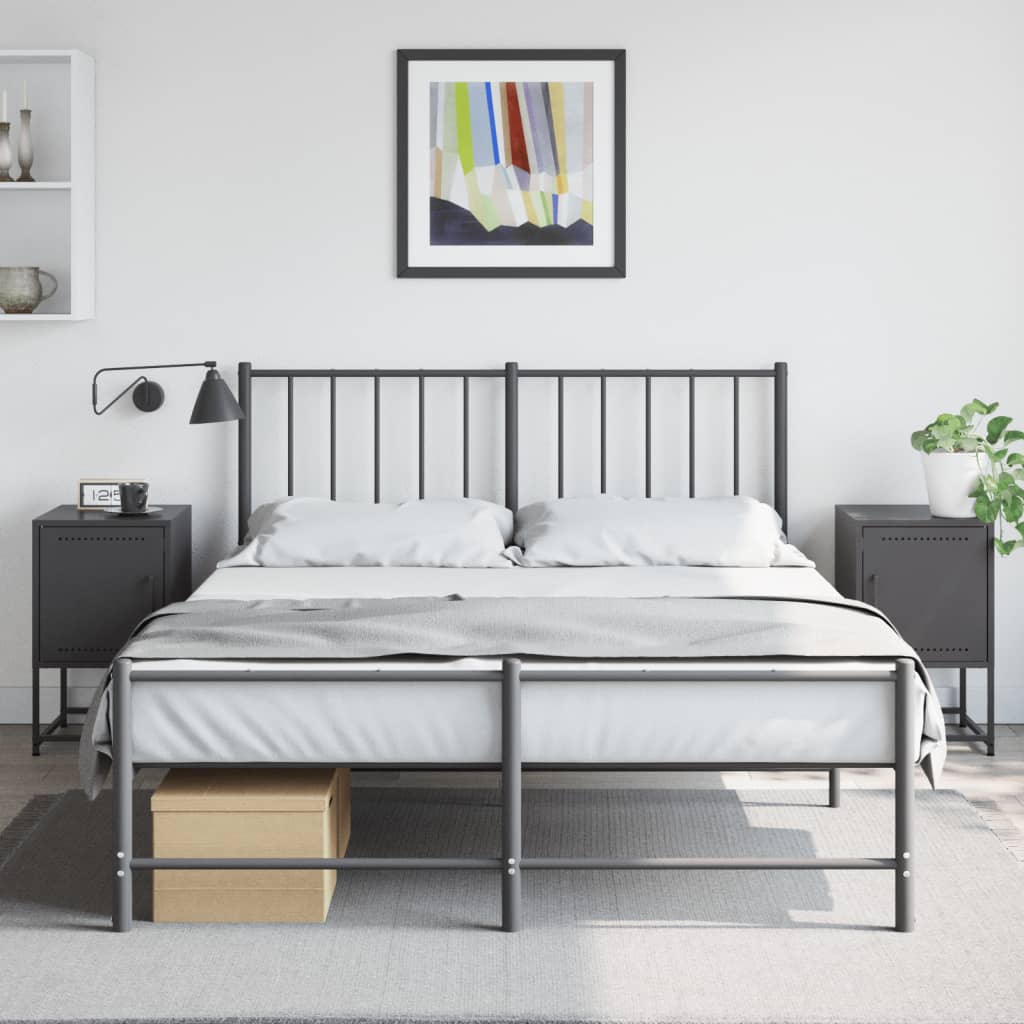 Set of 2 Black Steel Bedside Cabinets - 36x39x60.5 cm