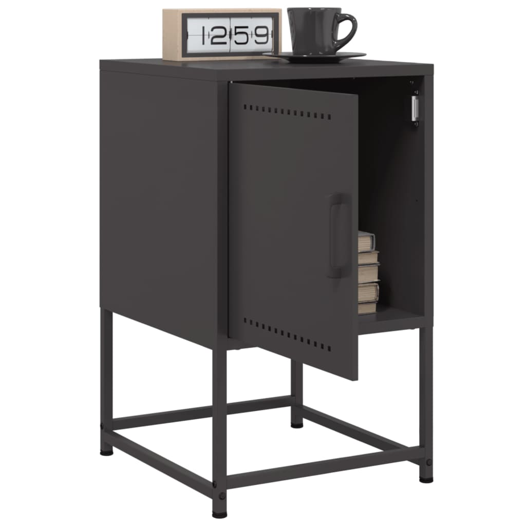Set of 2 Black Steel Bedside Cabinets - 36x39x60.5 cm