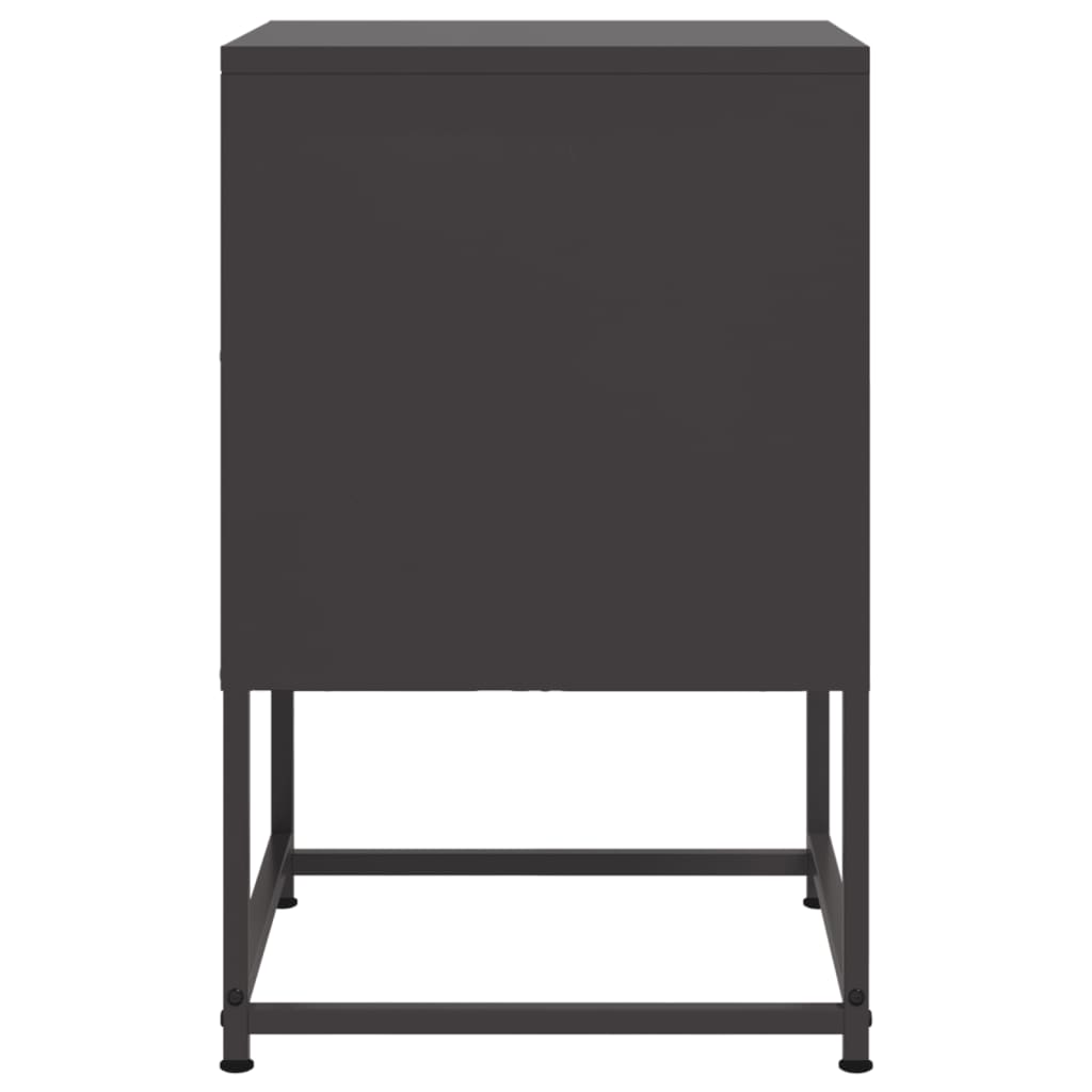 Set of 2 Black Steel Bedside Cabinets - 36x39x60.5 cm
