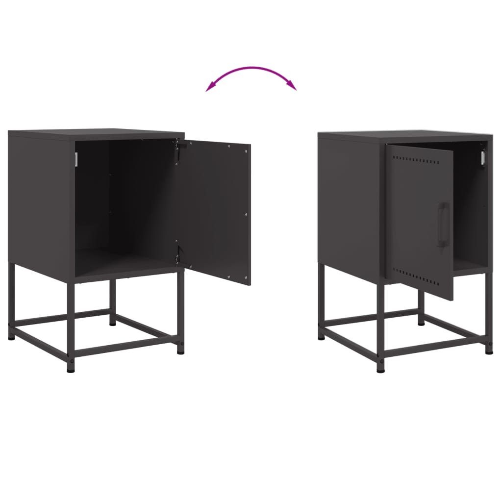 Set of 2 Black Steel Bedside Cabinets - 36x39x60.5 cm