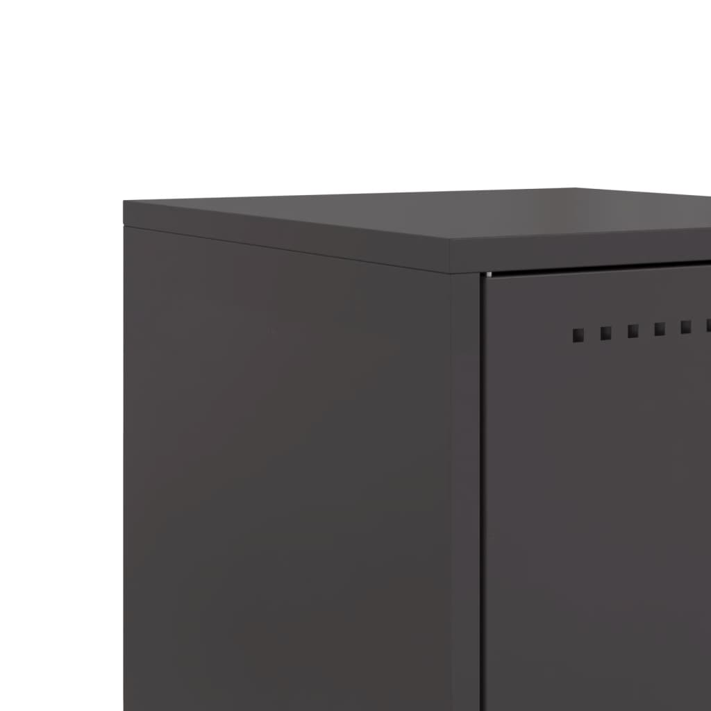 Set of 2 Black Steel Bedside Cabinets - 36x39x60.5 cm
