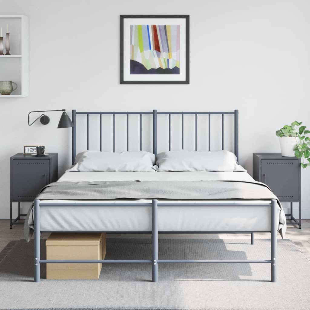 Anthracite Steel Bedside Cabinets, 2 Pcs, 36x39x60.5 cm