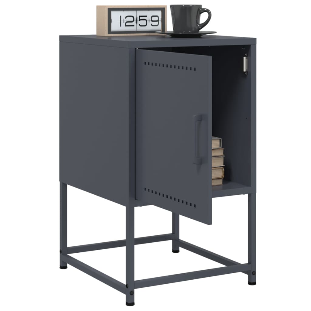 Anthracite Steel Bedside Cabinets, 2 Pcs, 36x39x60.5 cm