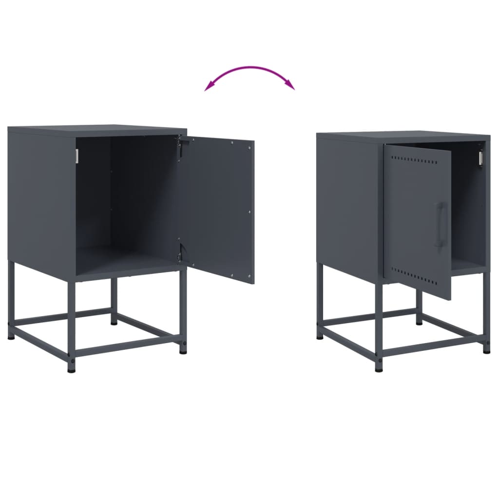 Anthracite Steel Bedside Cabinets, 2 Pcs, 36x39x60.5 cm