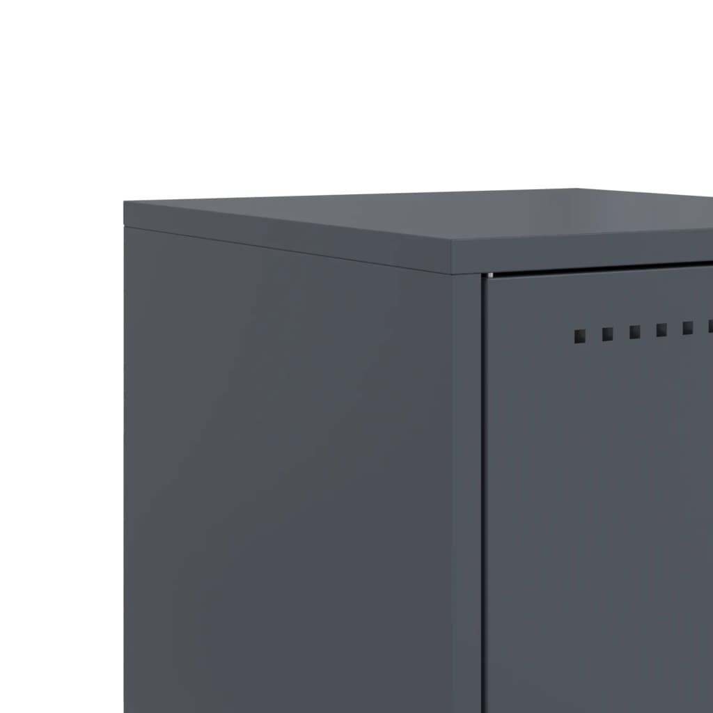 Anthracite Steel Bedside Cabinets, 2 Pcs, 36x39x60.5 cm