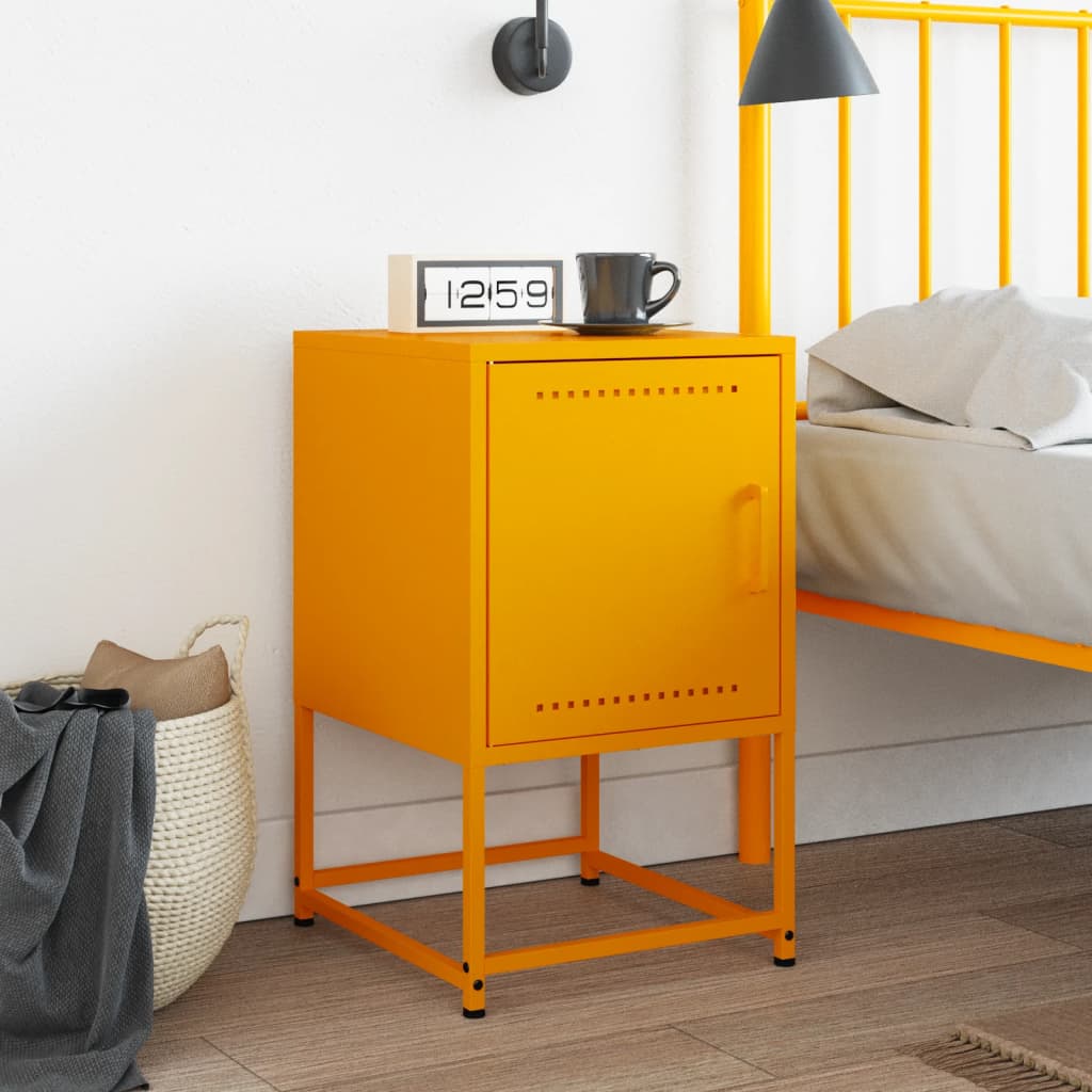 Mustard Yellow Steel Bedside Cabinet - 36x39x60.5 cm