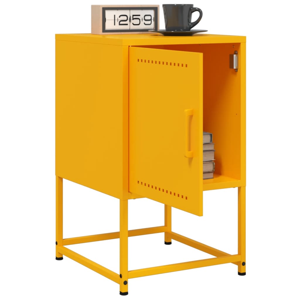 Mustard Yellow Steel Bedside Cabinet - 36x39x60.5 cm