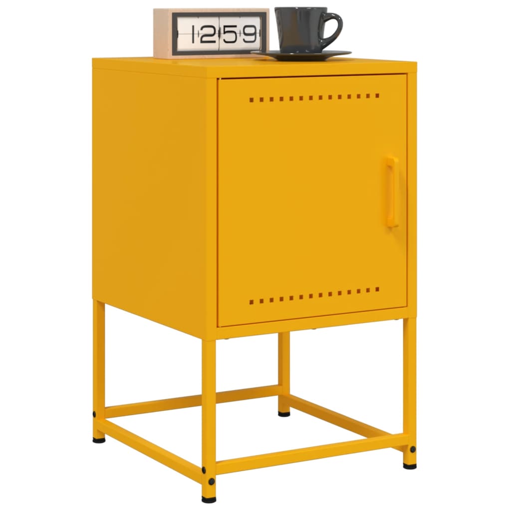 Mustard Yellow Steel Bedside Cabinet - 36x39x60.5 cm