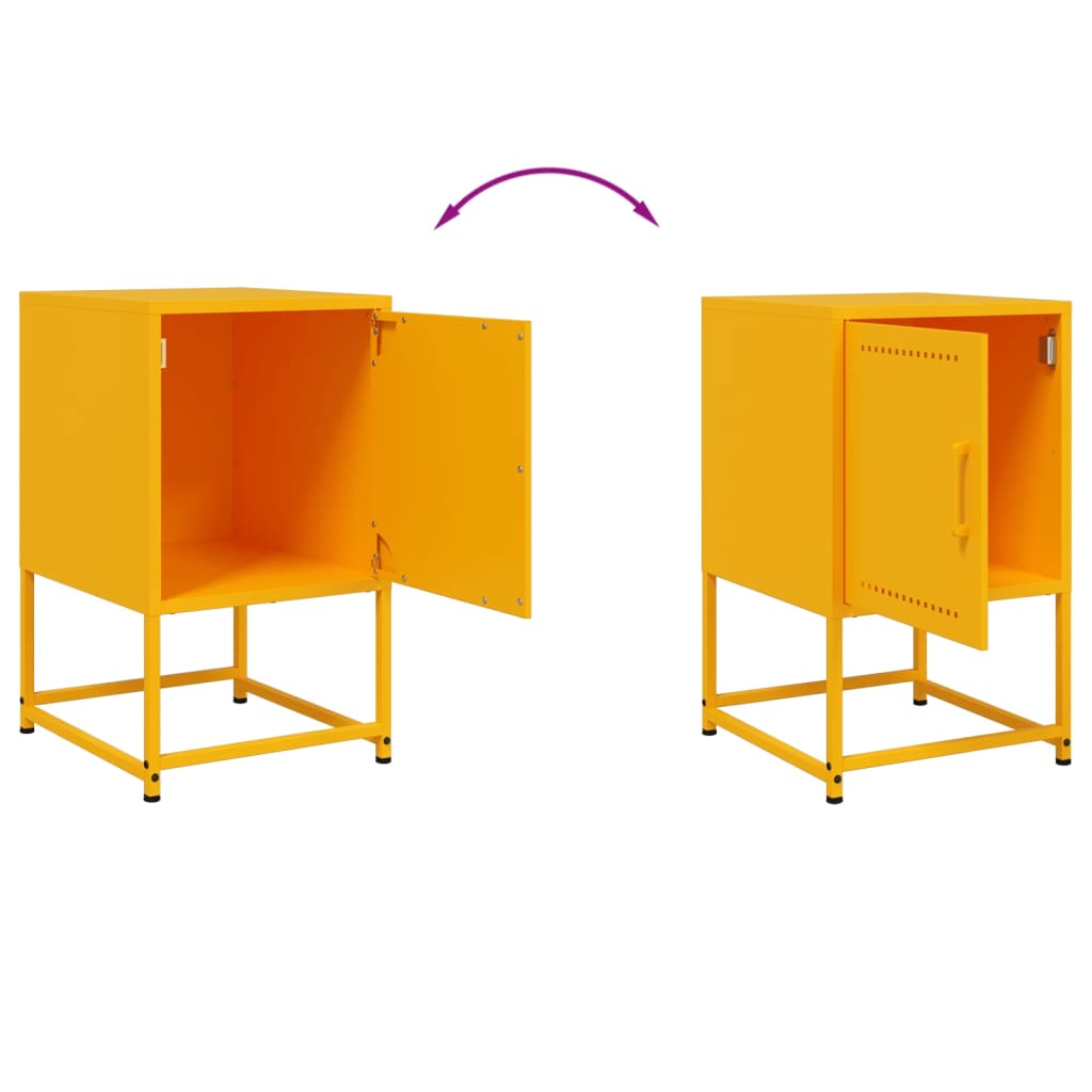 Mustard Yellow Steel Bedside Cabinet - 36x39x60.5 cm