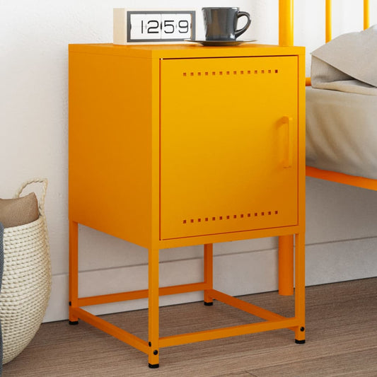 Mustard Yellow Steel Bedside Cabinet - 36x39x60.5 cm