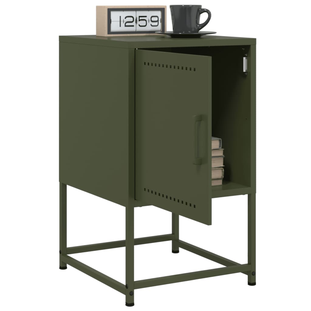 Olive Green Steel Bedside Cabinets, Set of 2 - 36x39x60.5 cm