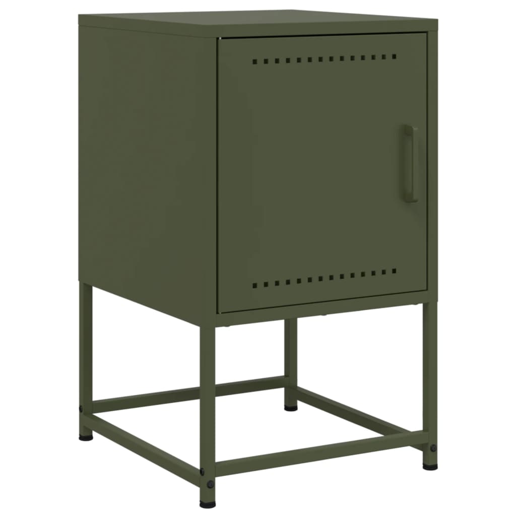 Olive Green Steel Bedside Cabinets, Set of 2 - 36x39x60.5 cm