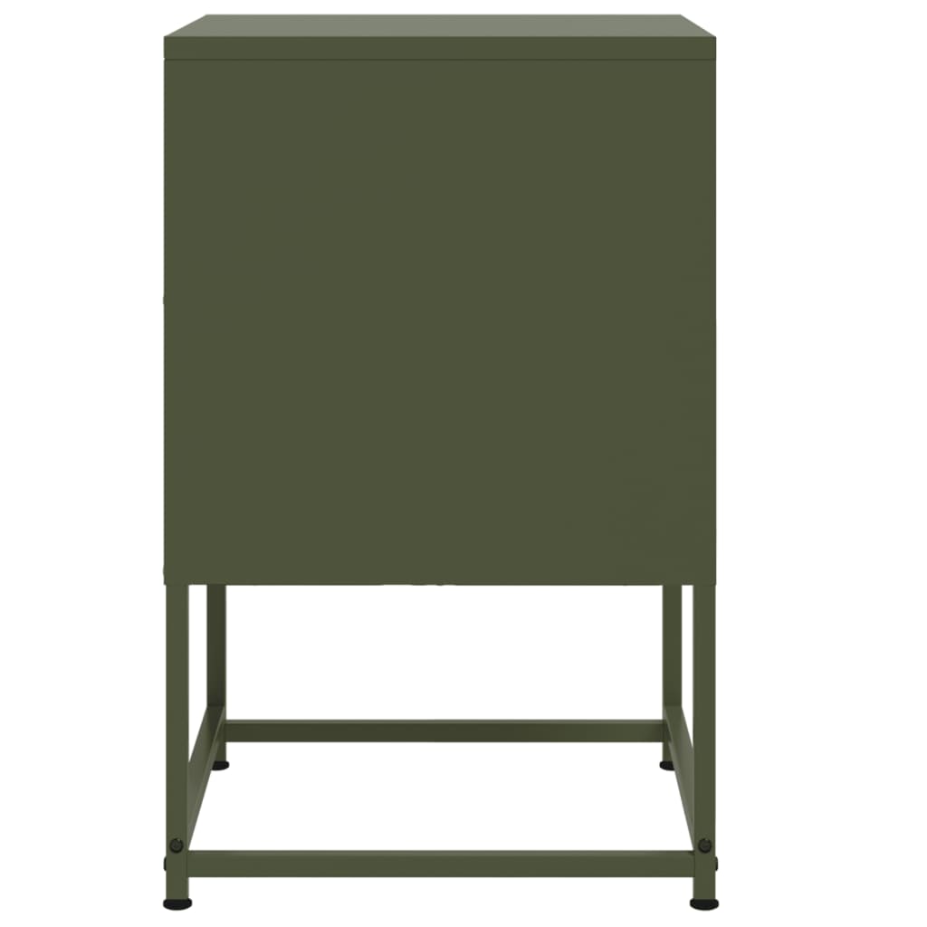 Olive Green Steel Bedside Cabinets, Set of 2 - 36x39x60.5 cm