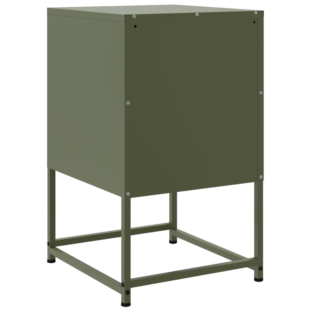 Olive Green Steel Bedside Cabinets, Set of 2 - 36x39x60.5 cm