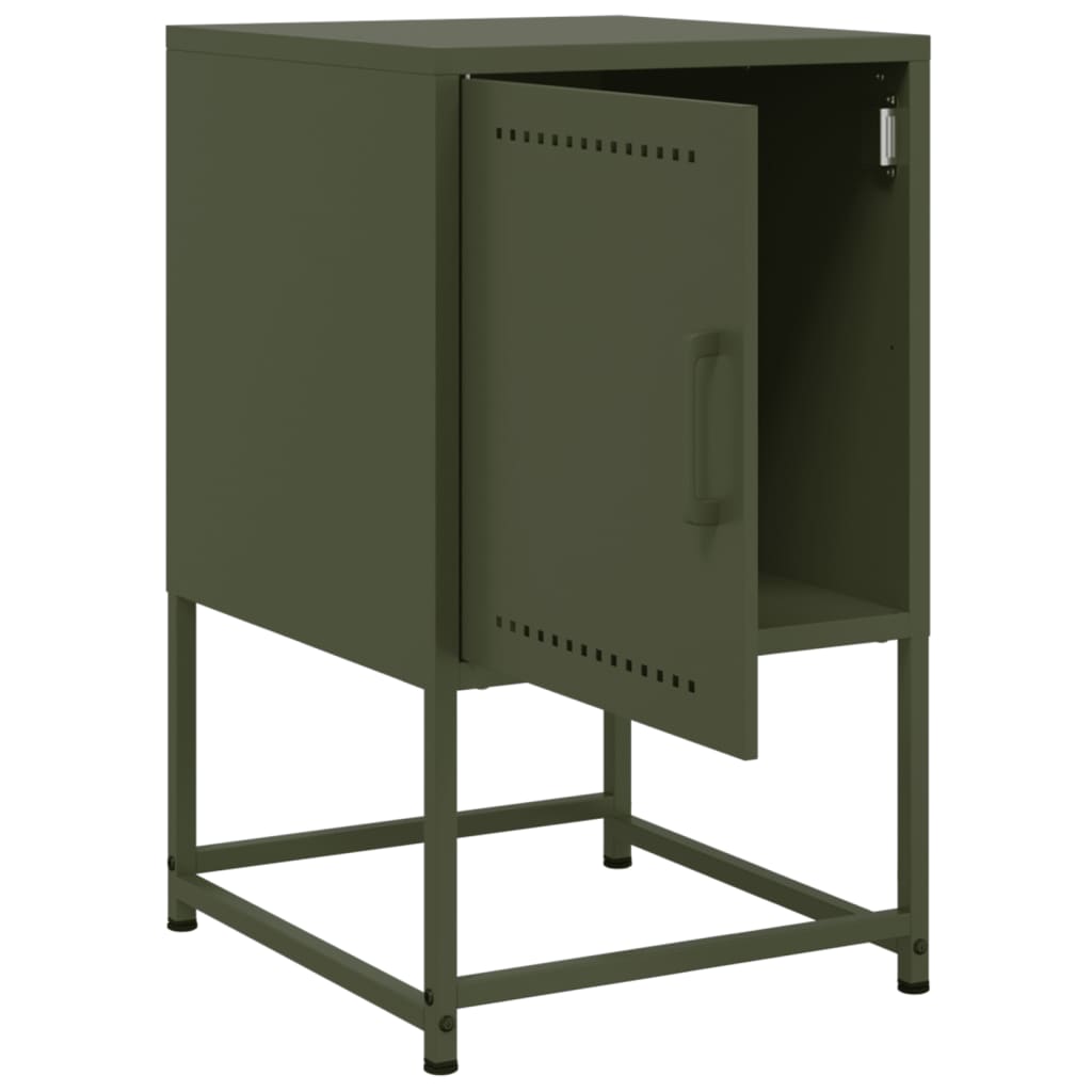 Olive Green Steel Bedside Cabinets, Set of 2 - 36x39x60.5 cm