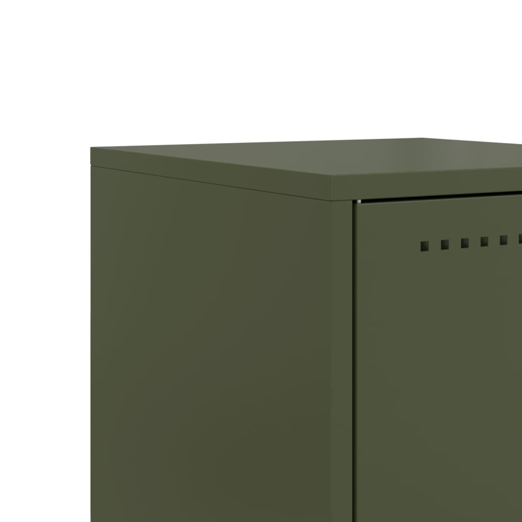 Olive Green Steel Bedside Cabinets, Set of 2 - 36x39x60.5 cm