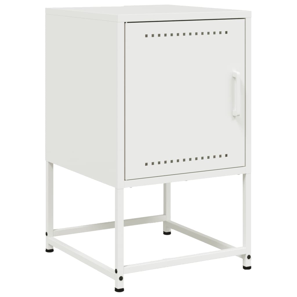 White Steel Bedside Cabinet - 36x39x60.5 cm Modern Design