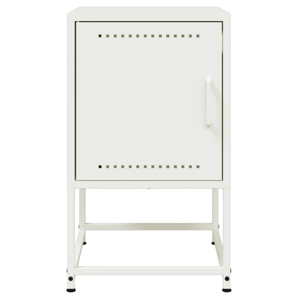 White Steel Bedside Cabinet - 36x39x60.5 cm Modern Design
