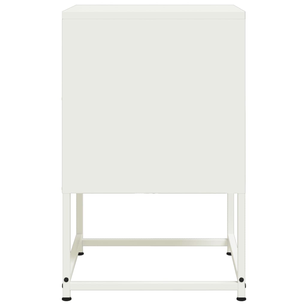 White Steel Bedside Cabinet - 36x39x60.5 cm Modern Design