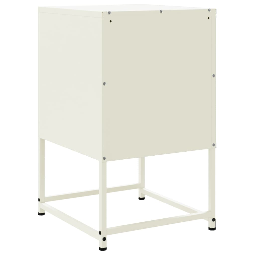 White Steel Bedside Cabinet - 36x39x60.5 cm Modern Design