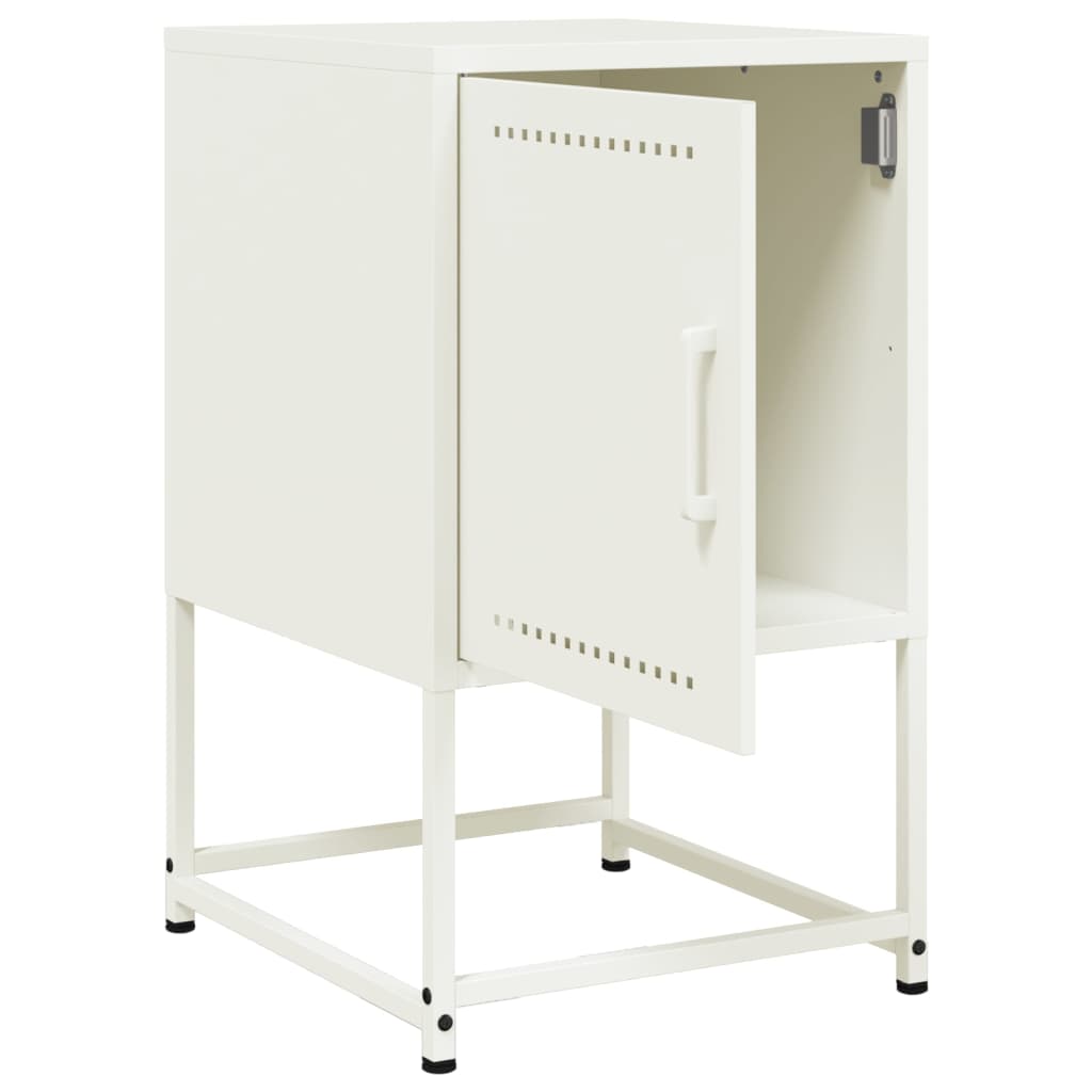 White Steel Bedside Cabinet - 36x39x60.5 cm Modern Design