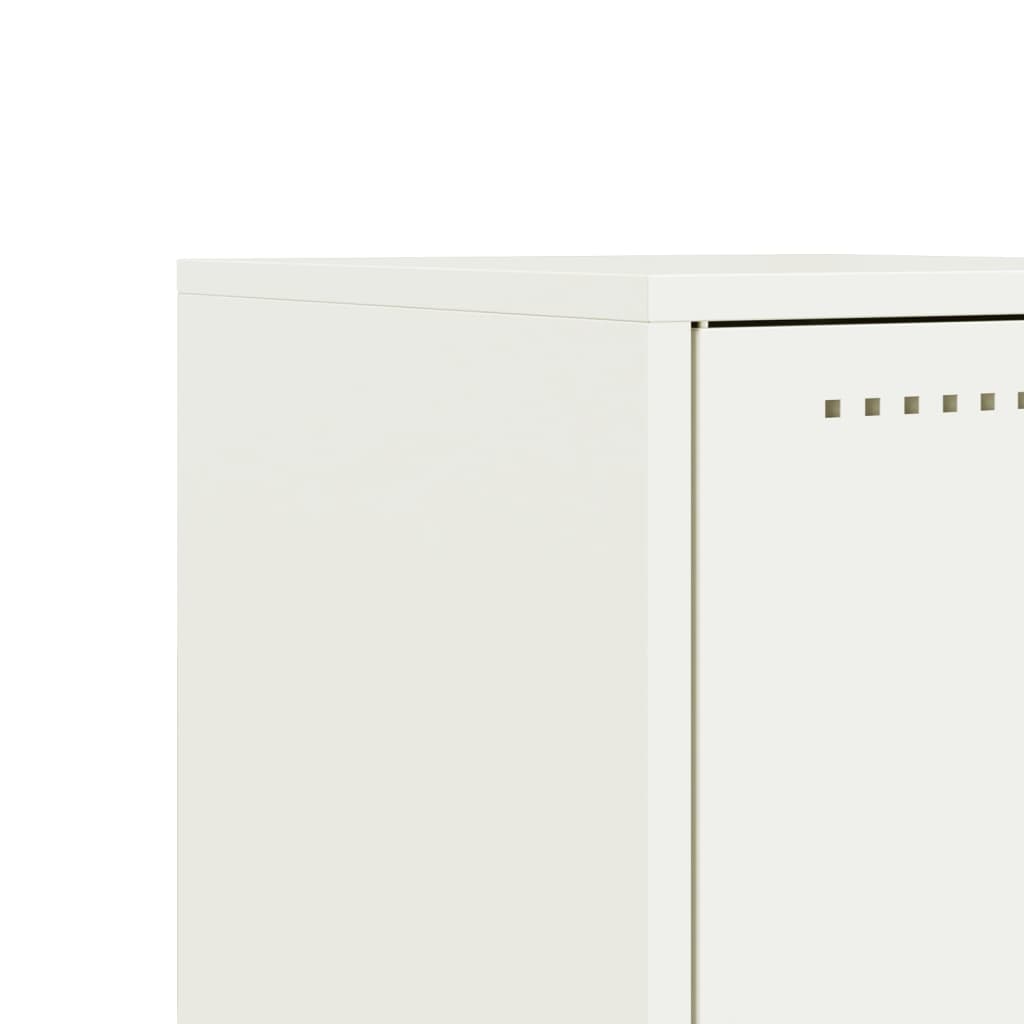 White Steel Bedside Cabinet - 36x39x60.5 cm Modern Design