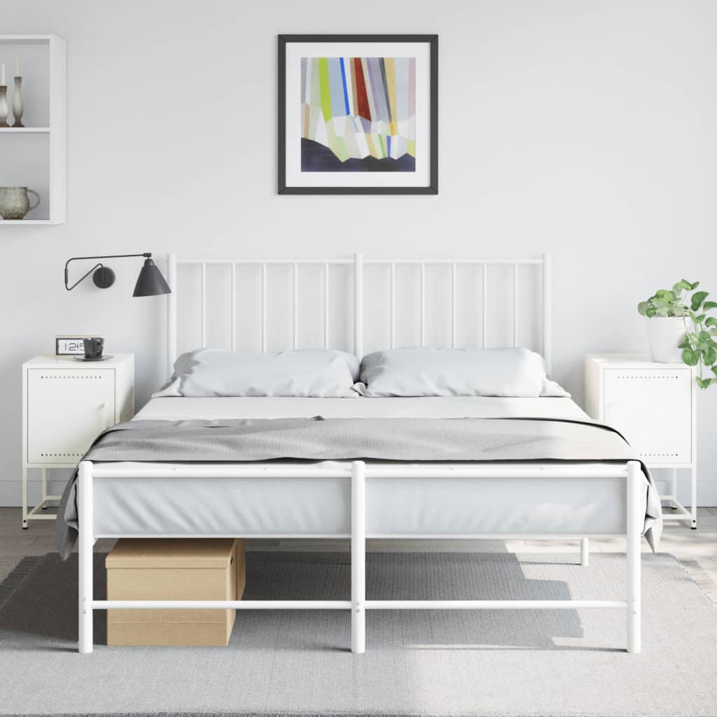Set of 2 White Steel Bedside Cabinets - 36x39x60.5 cm