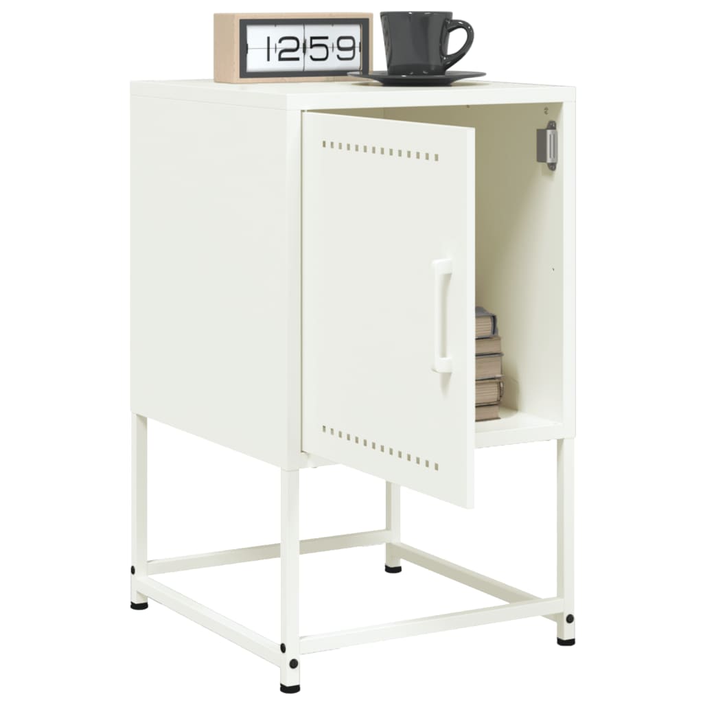 Set of 2 White Steel Bedside Cabinets - 36x39x60.5 cm