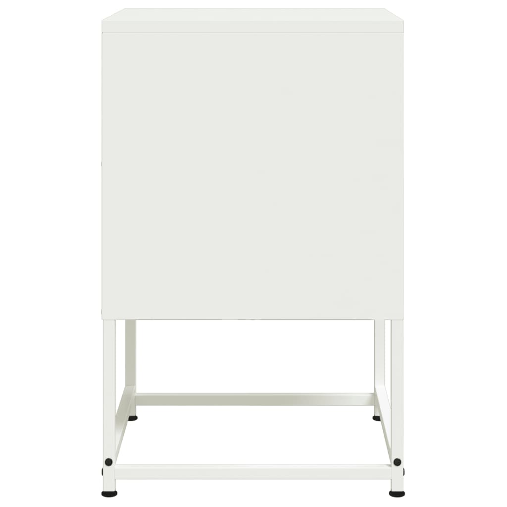 Set of 2 White Steel Bedside Cabinets - 36x39x60.5 cm